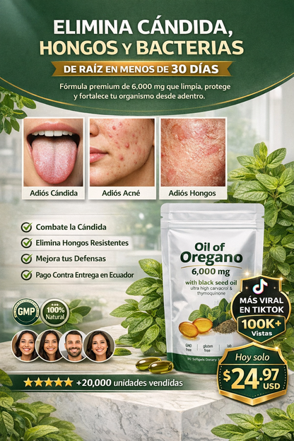 Oregano Oil Antimicrobiano brutal + antiinflamatorio real. Sin parches.