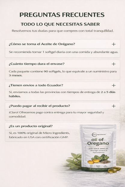 Oregano Oil Antimicrobiano brutal + antiinflamatorio real. Sin parches.